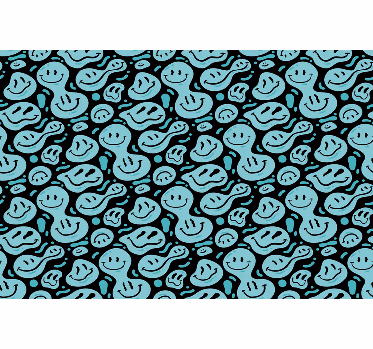 Blind bedroom smiley face in black and blue - TenStickers