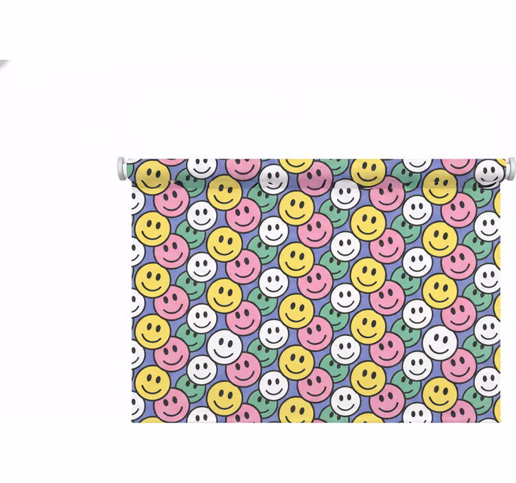 Blind bedroom with colorful pastel smiley faces - TenStickers