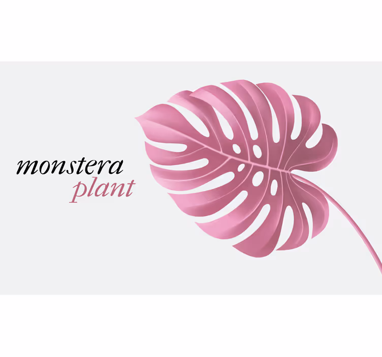 Blind bedroom pink minimalist monstera vinyl rug - TenStickers