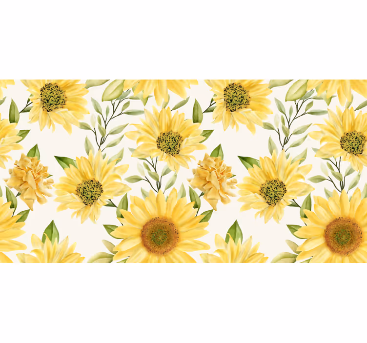 Blind bedroom sunflower white background - TenStickers