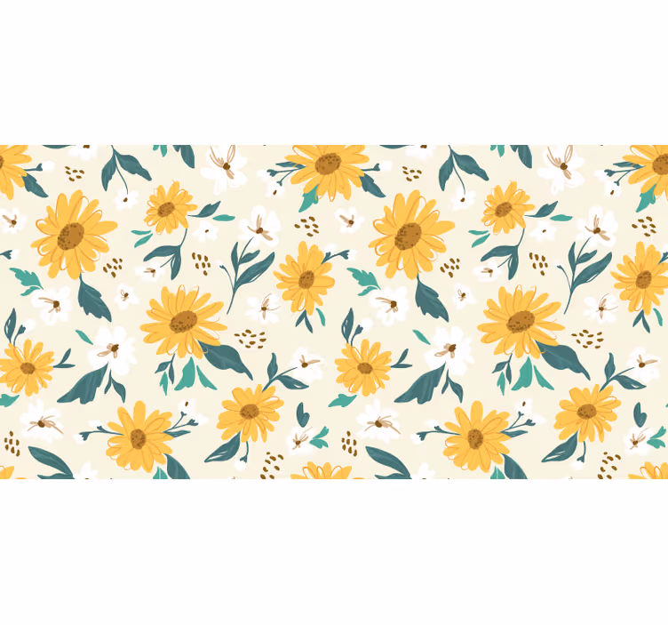 Vintage sunflowers and daisy flowers blind bedroom - TenStickers
