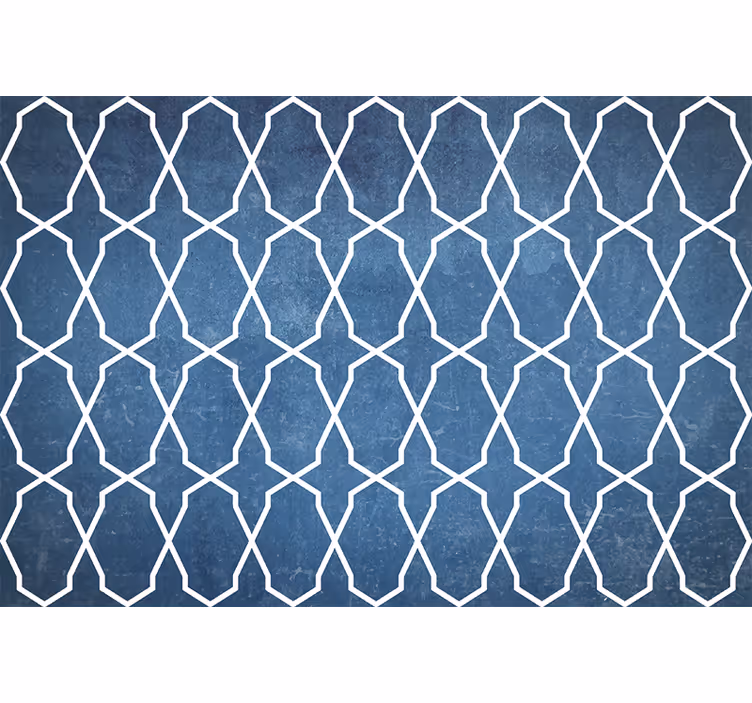 Blind bedroom in white and blue wavy diamonds - TenStickers