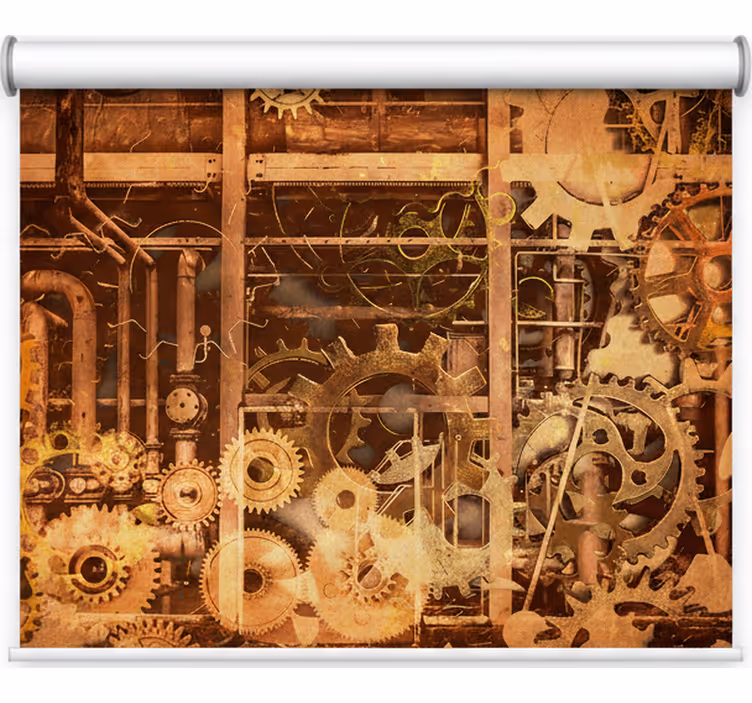 Blind bedroom retro 3d industrial pipes gold - TenStickers