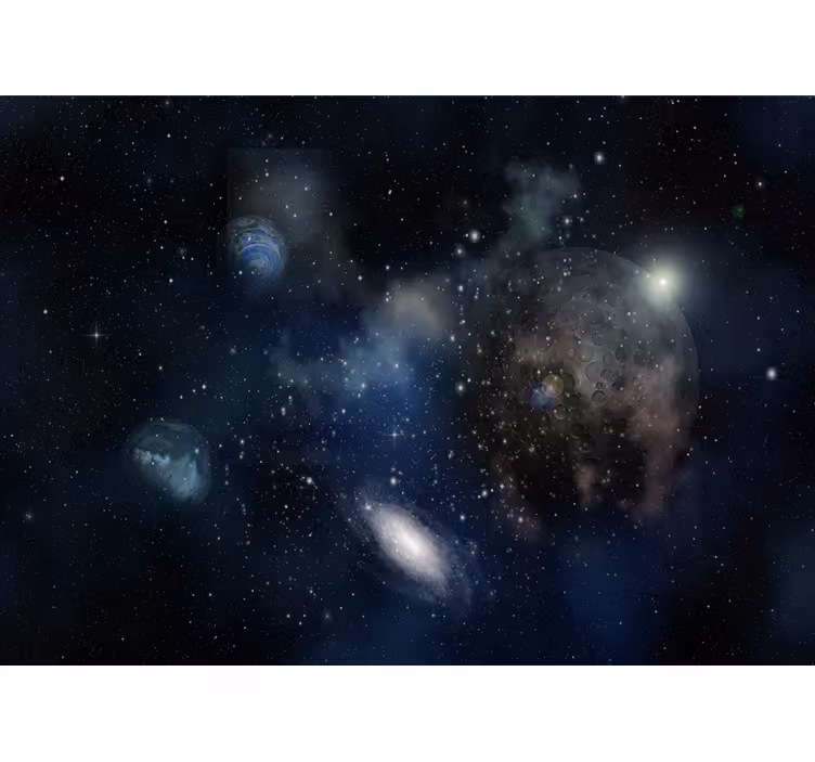 Blind bedroom with stunning space and planet view - TenStickers