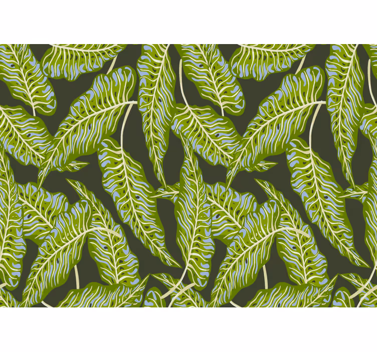 Blind bedroom in dark green banana leaves - TenStickers