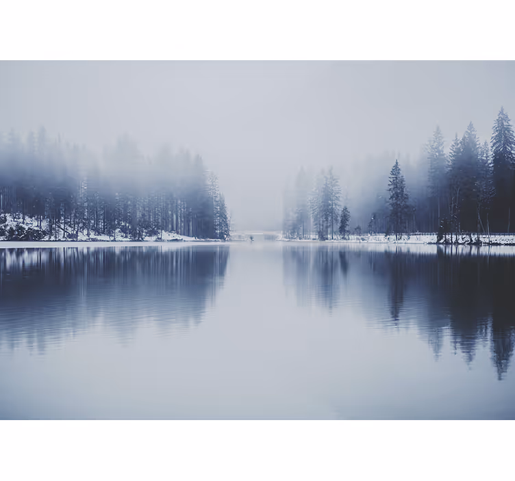 White window blind in winter foggy forest style - TenStickers