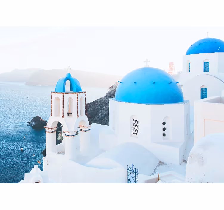 White window blind inspired by santorini's charm - TenStickers