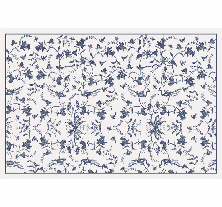 Living room blind botanical blue design - TenStickers