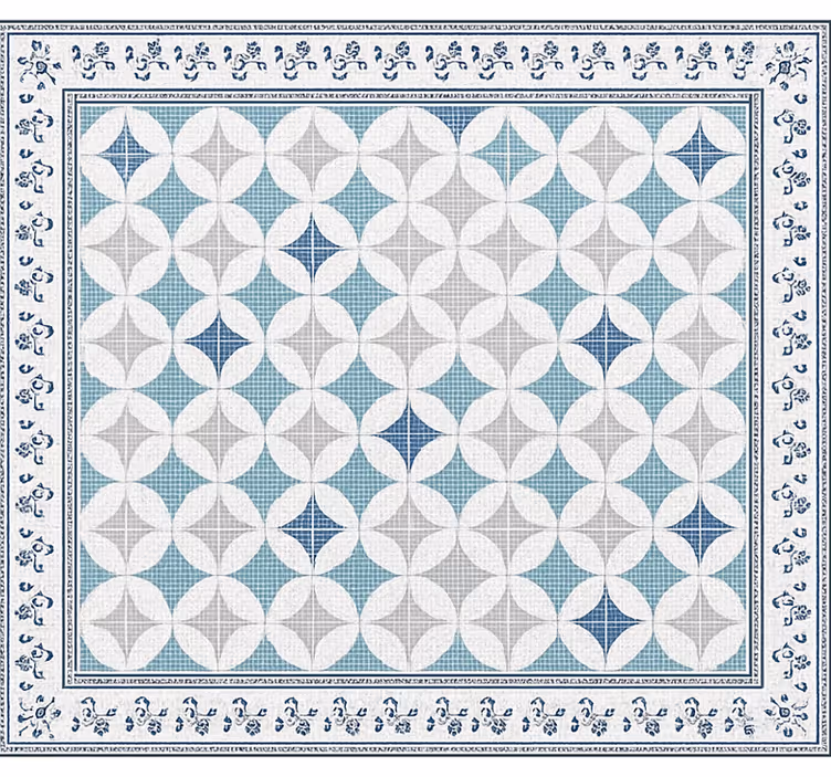 Living room blind in vintage blue tile design - TenStickers