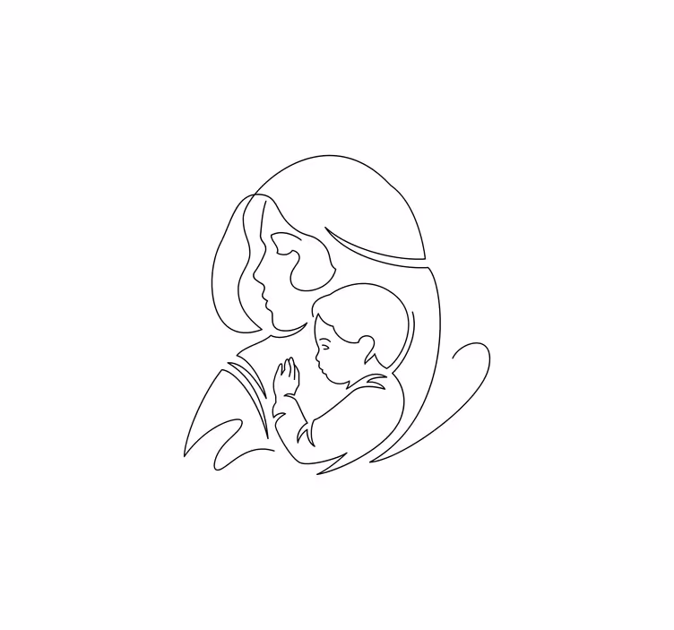 Living room blind mother and son line art - TenStickers