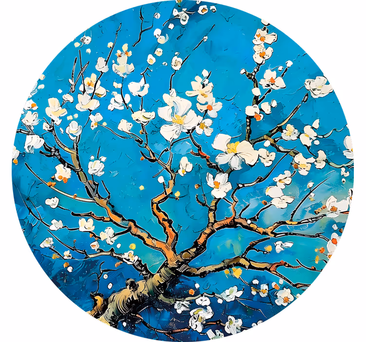 Blind bedroom with round blue floral design - TenStickers