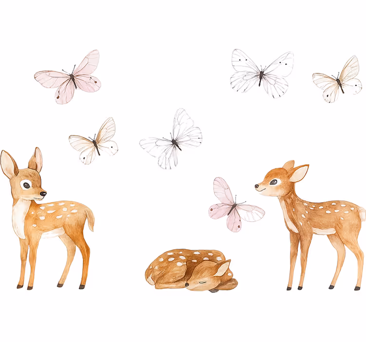 Blind bedroom little deers and butterflies - TenStickers