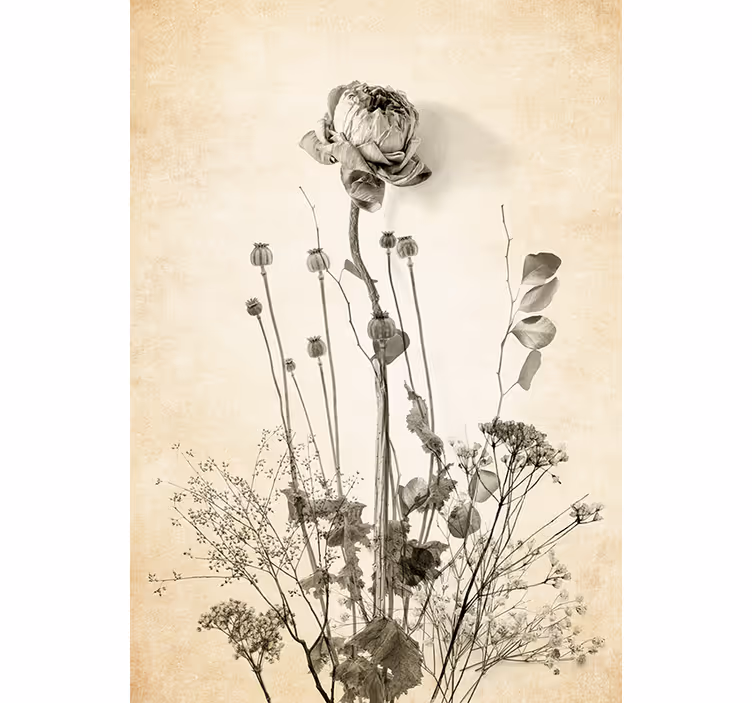 Blind bedroom floral bouquet on beige background - TenStickers