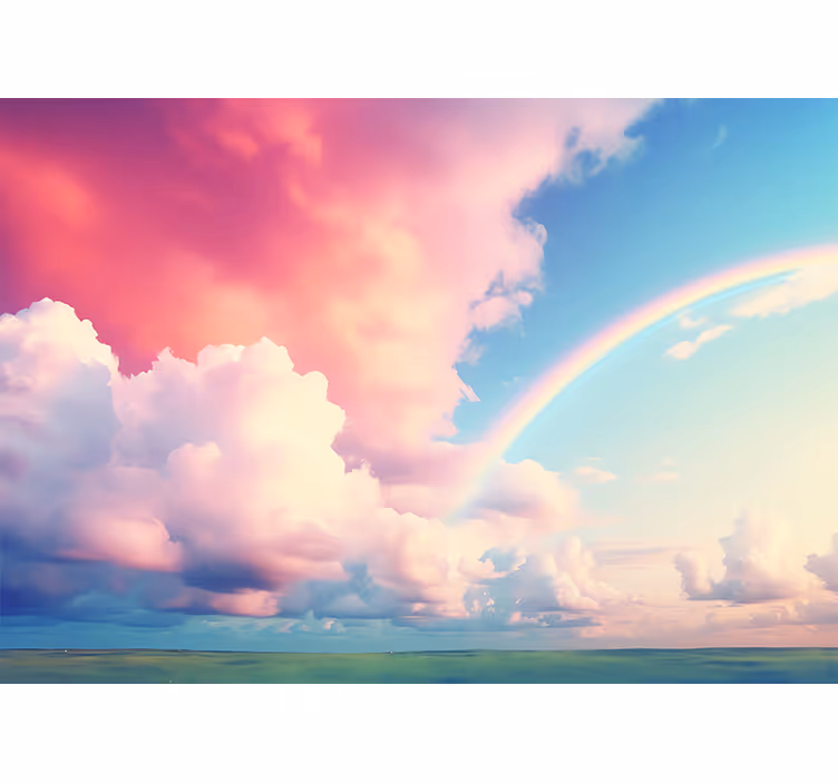 Blind children under a cloudy sky with rainbow - TenStickers