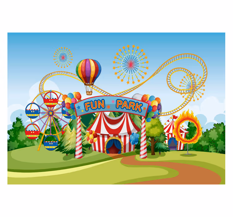 Blind children colorful amusement park mural - TenStickers