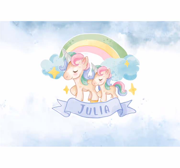 Blind children delight in joyful unicorns above rainbows - TenStickers