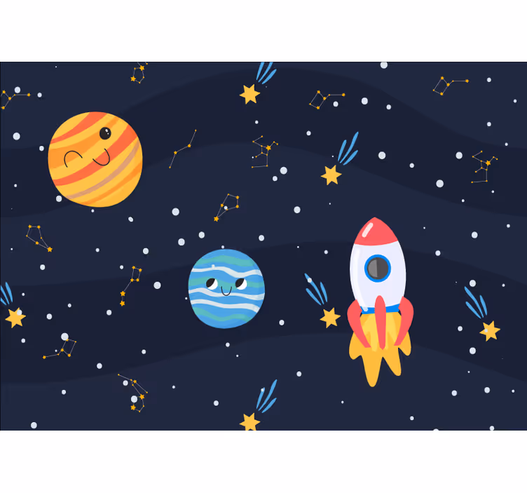 Blind children exploring the galaxy with spacecraft - TenStickers