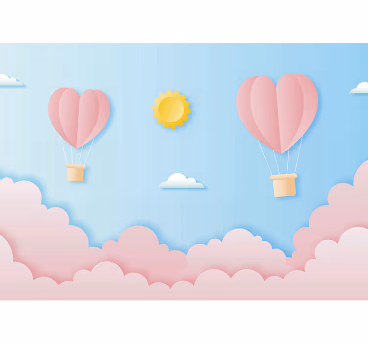 Blind children paper cut hot air balloons design - TenStickers