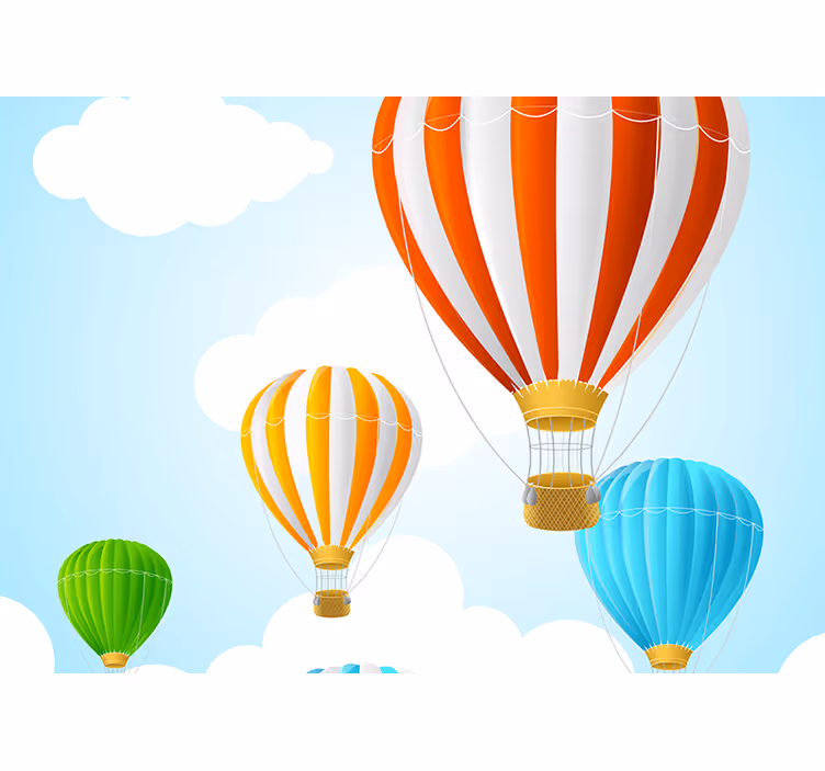 Blind children in vibrant hot air balloon skies - TenStickers