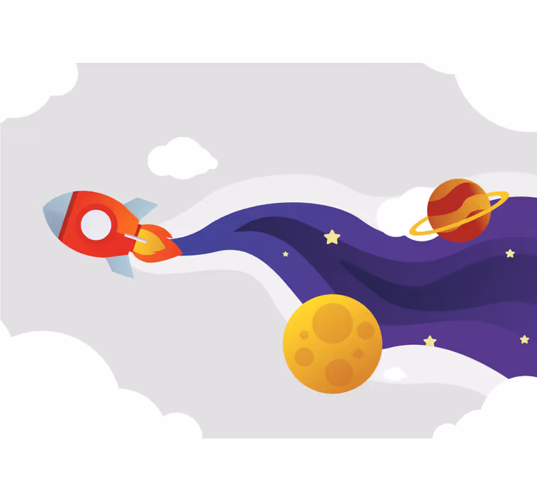 Blind children cartoon launching rocket to space - TenStickers