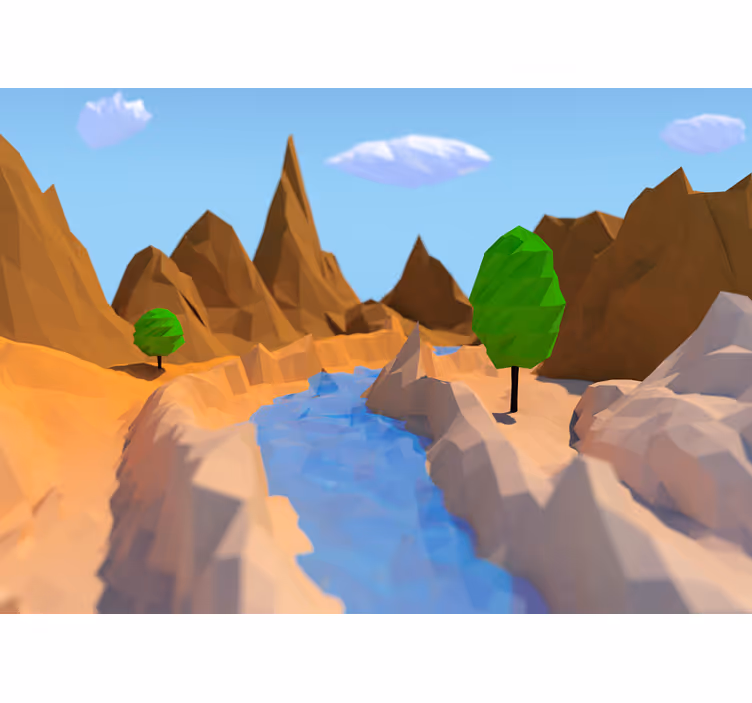 Blind children 3d illustration of mountain forest desert - TenStickers