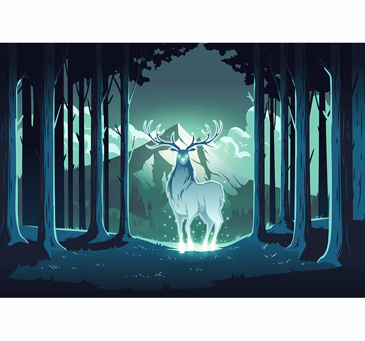 Blind children magic deer in the forest - TenStickers