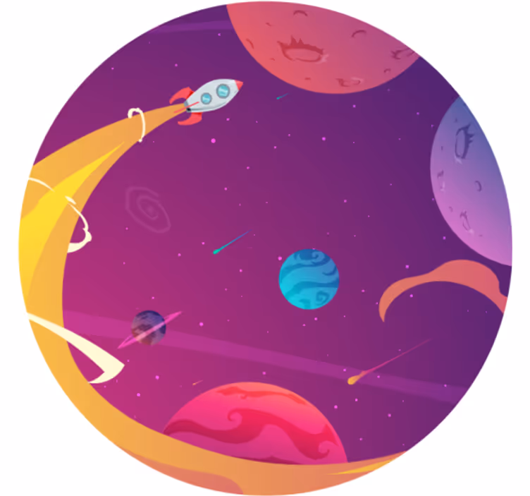 Blind children cartoon rocket through space - TenStickers
