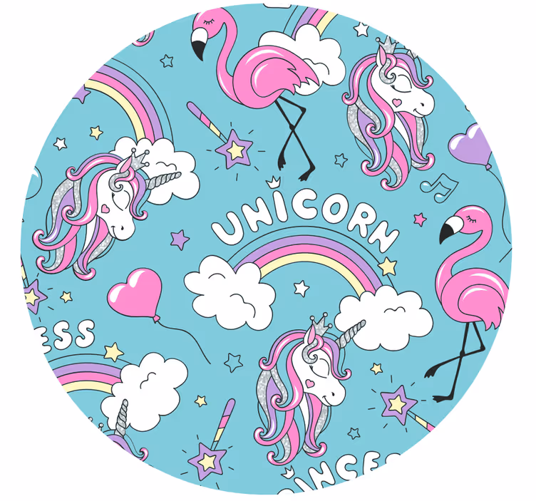 Blind children unicorn pattern with flamingo rainbow tree - TenStickers