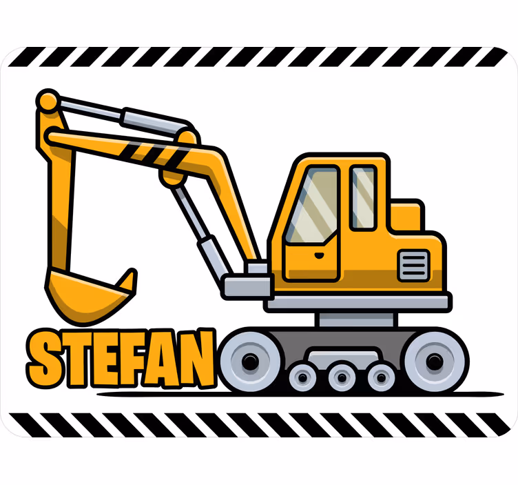Blind children yellow cartoon excavator with name - TenStickers