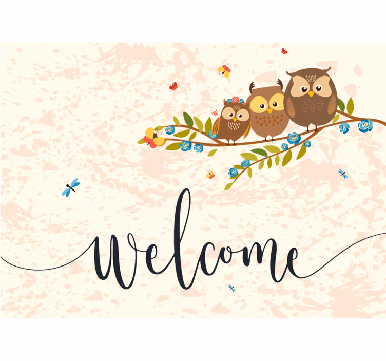 Blind children 3 owls and text welcome - TenStickers