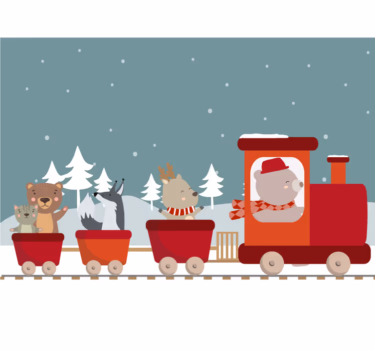 Blind children riding animals on train - TenStickers