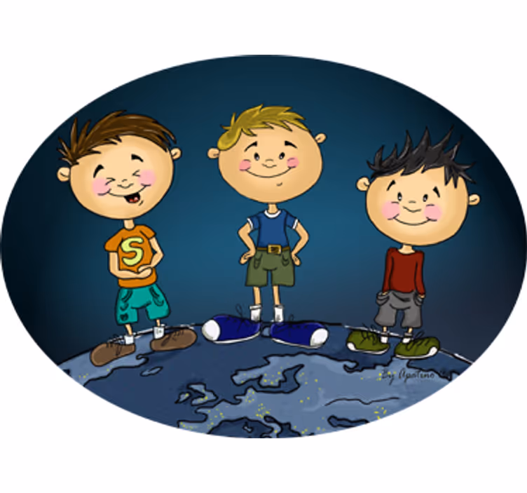Blind children world-themed kids' adhesive sticker - TenStickers