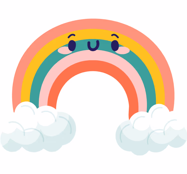 Blind children adorable smiling rainbow clouds - TenStickers