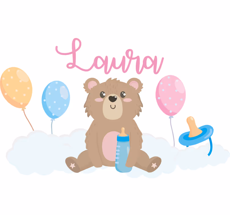 Blind children cute bear with name - TenStickers