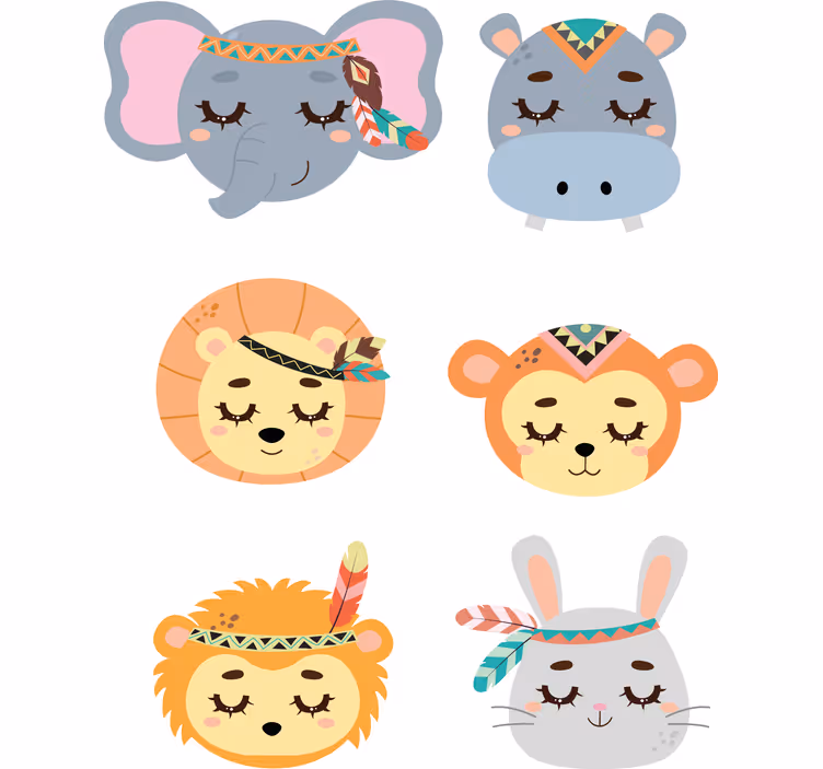 Blind children yellow and gray jungle animals - TenStickers