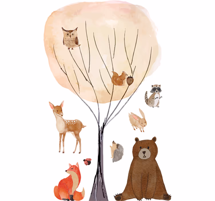 Blind children explore forest animals and tree - TenStickers