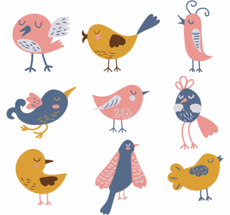 Blind children nine bird sticker pack - TenStickers