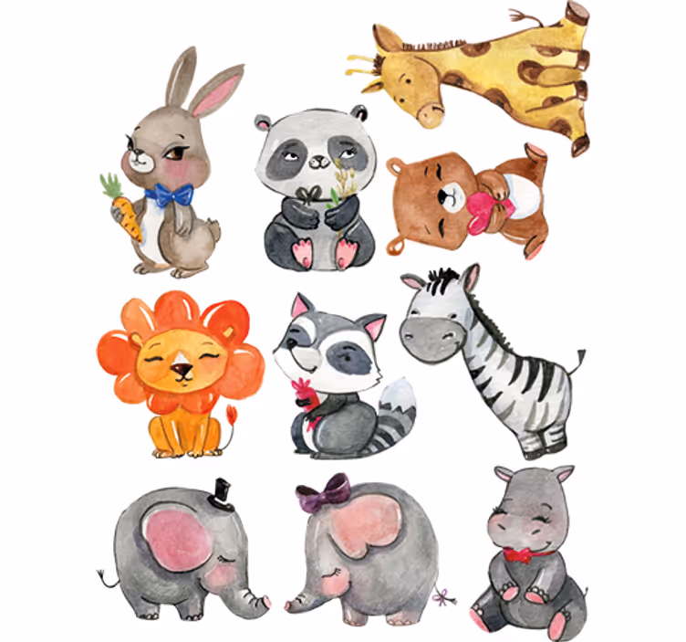 Blind children jungle animal sticker sheet - TenStickers