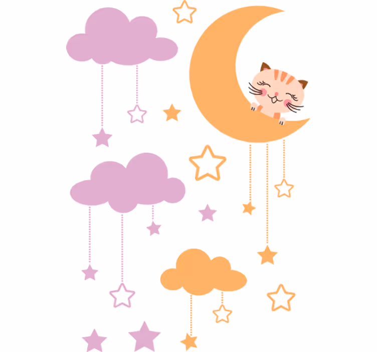 Blind children moon cat sticker - TenStickers