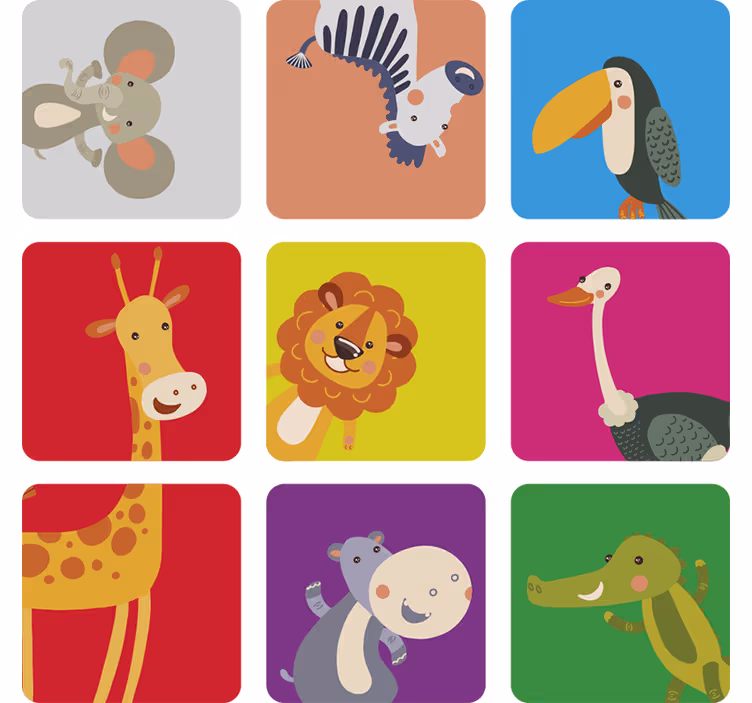 Blind children colorful animal tiles - TenStickers
