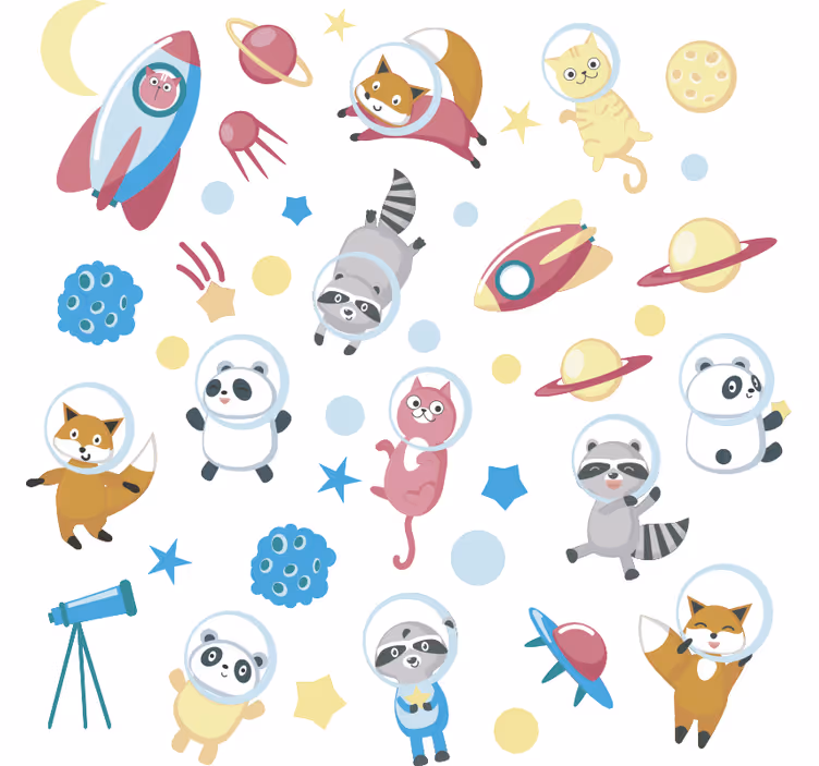Blind children animals in space - TenStickers