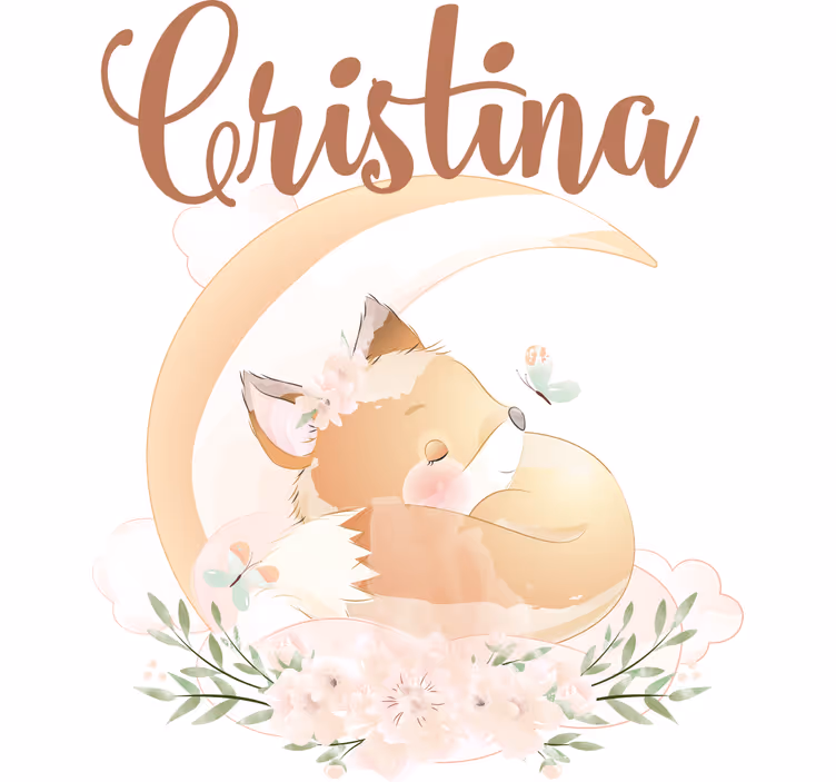 Blind children cute fox for girl with name - TenStickers