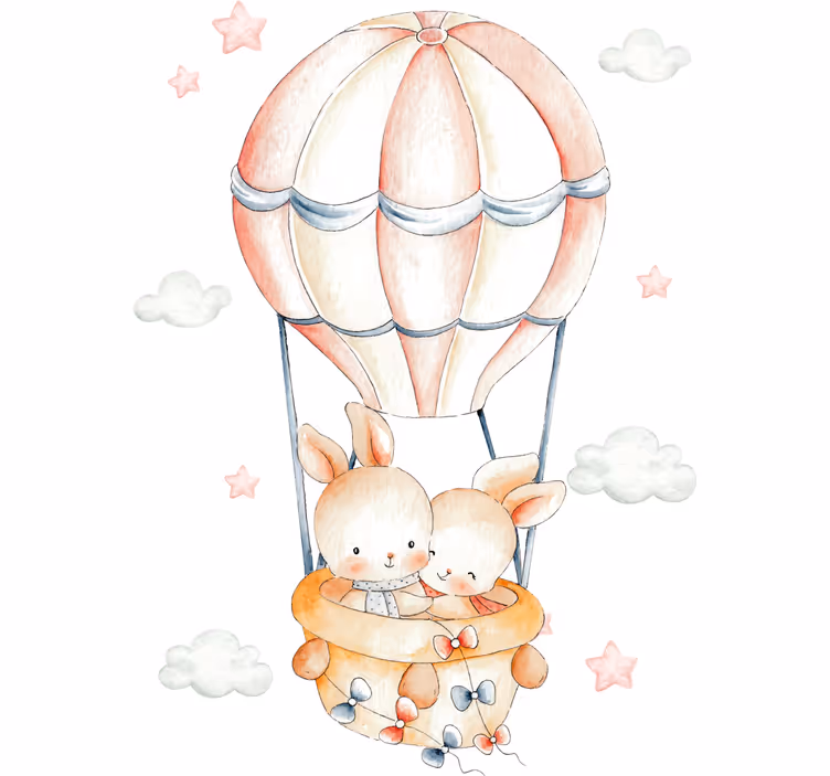 Blind children bunny hot air balloon - TenStickers