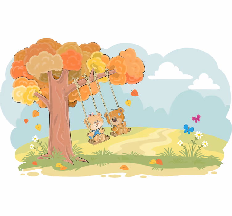 Blind children teddy bears in woodland - TenStickers
