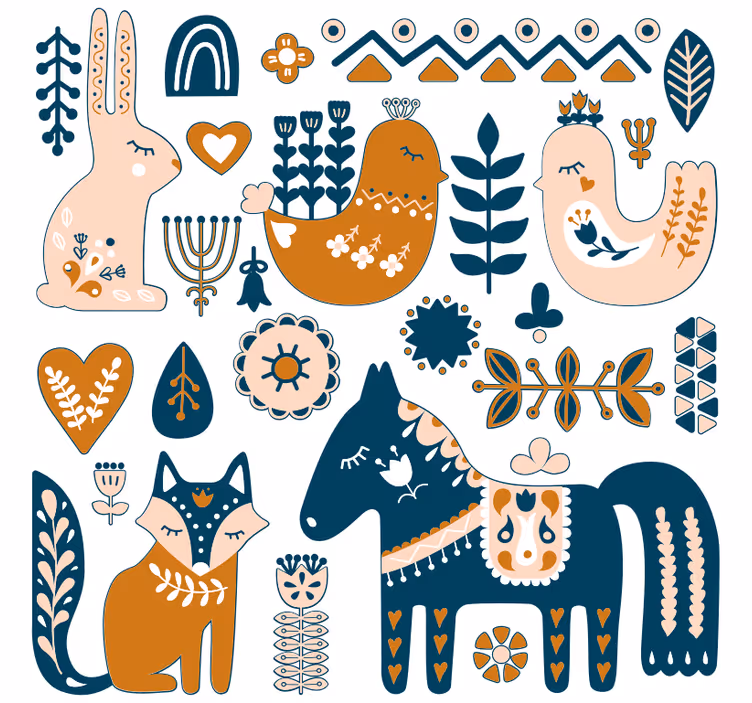 Blind children forest animals in nordic style - TenStickers