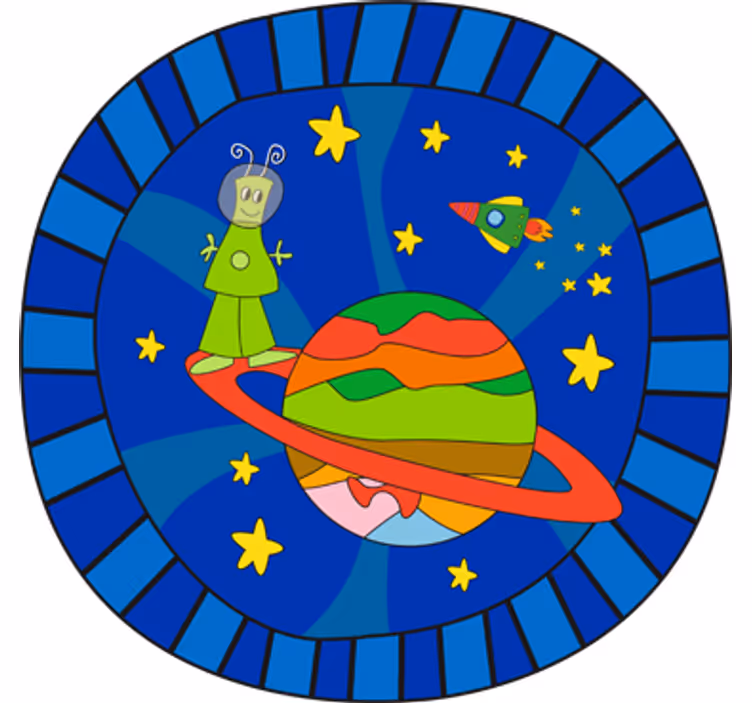 Blind children green alien vinyl wall decor - TenStickers
