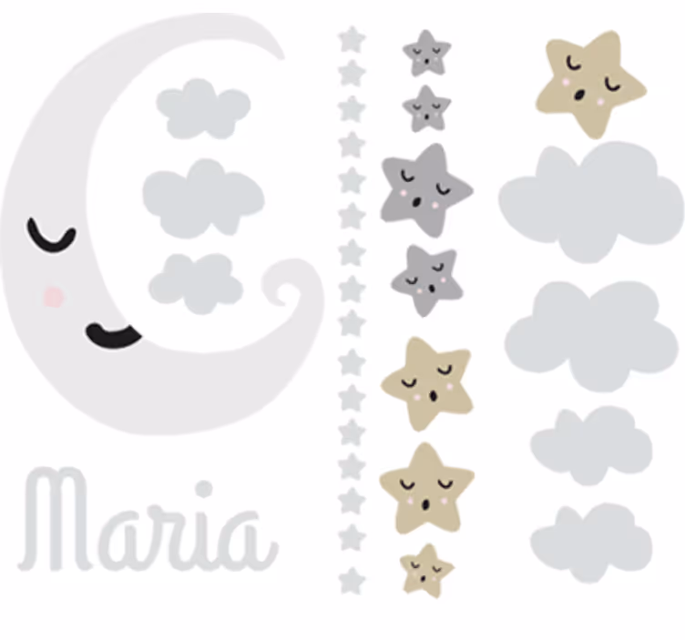 Blind children customizable moon and stars decal - TenStickers