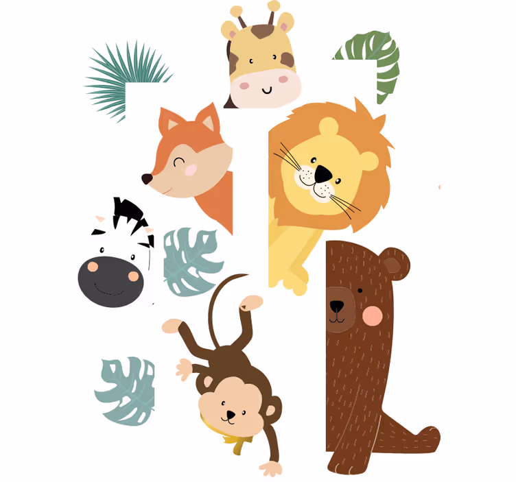 Blind children animals at door - TenStickers