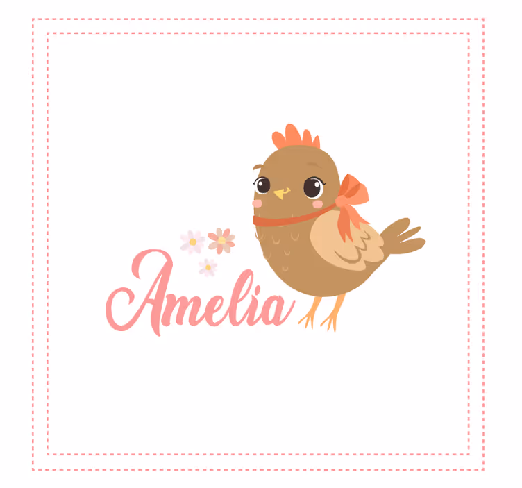 Blind children chick with ribbon and name quadres 3 - TenStickers