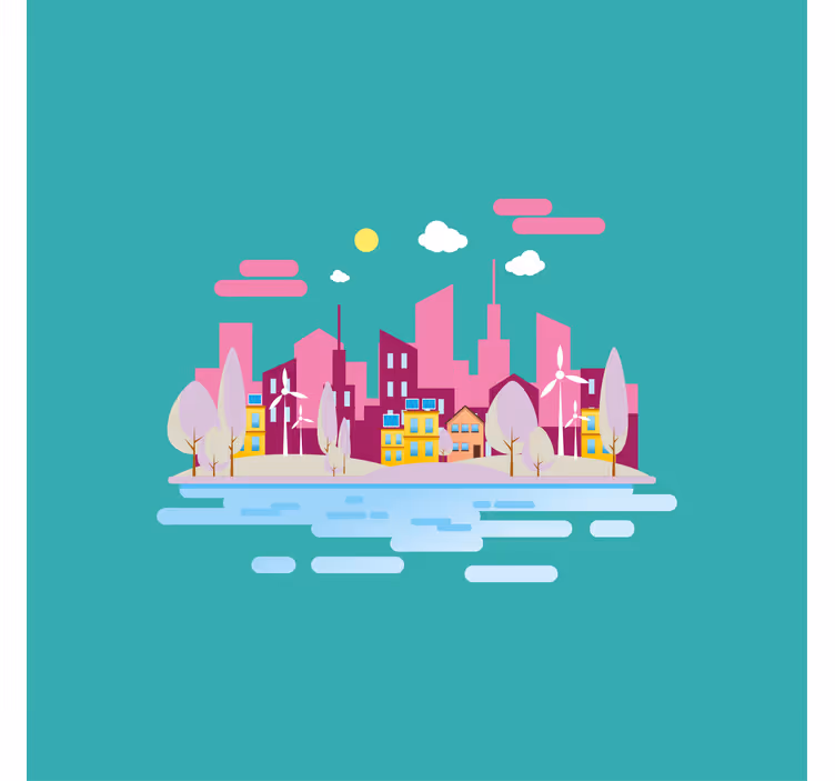 Blind children exploring the pink city by the sea - TenStickers